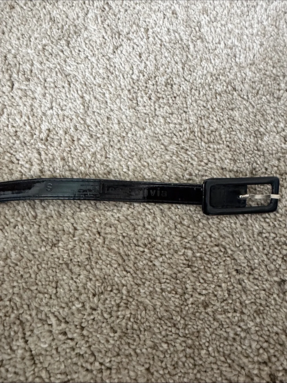 Alice + Olivia Black Patent Leather Belt with Rectangular Buckle